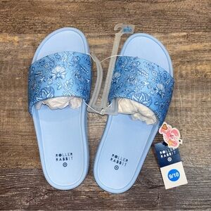 Roller Rabbit x Target Adult Floral Vines Slide Sandals in blue